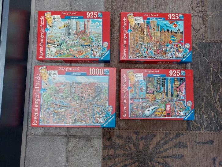 4 Ravensburger cities of the world puzzels, Hobby en Vrije tijd, Denksport en Puzzels, Gebruikt, Legpuzzel, 500 t/m 1500 stukjes