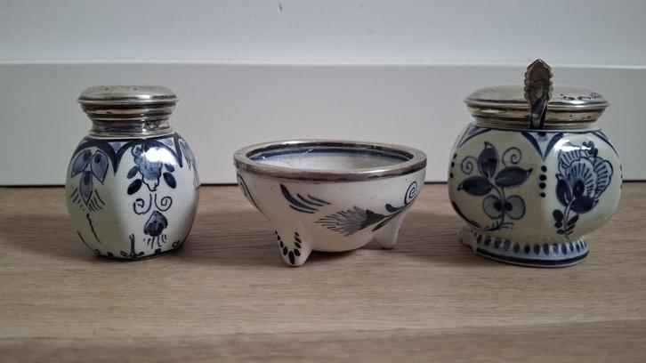Setje van 3 delfts blauwe items, Antiek en Kunst, Antiek | Keramiek en Aardewerk, Ophalen of Verzenden
