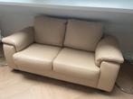 Lichte camel kleur lederen 2 zits bankstel., Ophalen, 150 tot 200 cm, Tweepersoons, Hout