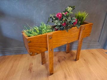 Vintage plantenbak massief hout bloempot bloembak  beschikbaar voor biedingen