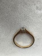 24K Gouden Damesring met Diamant 16mm, Sieraden, Tassen en Uiterlijk, Ringen, Ophalen of Verzenden, Met edelsteen, Dame, Goud
