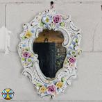Antieke klein porselein Duitse (Dresden) spiegeltje bloemen, Antiek en Kunst, Ophalen of Verzenden, Overige vormen, Minder dan 50 cm