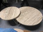 Salontafel set sib beige uitvoering echt marmer 60&80cm, Huis en Inrichting, Tafels | Salontafels, Ophalen, 50 tot 100 cm, Rond