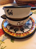 Franse soepkommen met schotel Toi et Moi, Ophalen of Verzenden, Zo goed als nieuw, Kom(men), Overige stijlen