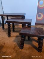 Drie krukjes plantentafels bijzettafels donker hout vintage, Huis en Inrichting, Tafels | Bijzettafels, Ophalen, Minder dan 45 cm