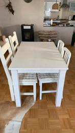 Witte houten eettafel inclusief stoelen, 50 tot 100 cm, 100 tot 150 cm, Rechthoekig, Ophalen of Verzenden