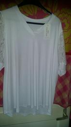 Nieuw v hals shirt top met kanten mouw t/m 46, Wit, Maat 46/48 (XL) of groter, Nieuw, Ophalen of Verzenden