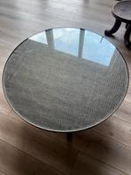 Ronde glazen salontafel met uniek patroon, 50 tot 100 cm, Rond, Ophalen of Verzenden, Minder dan 50 cm
