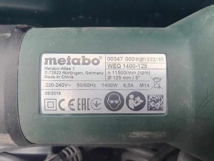 Haakse slijper Metabo WEQ 1400-125 - gebruikt, Doe-het-zelf en Verbouw, Gereedschap | Slijpmachines, Zo goed als nieuw, Haakse handslijpmachine