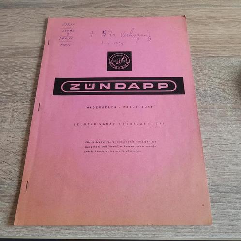 Zundapp Prijslijst Nederland 1974 origineel., Fietsen en Brommers, Handleidingen en Instructieboekjes, Gebruikt, Verzenden