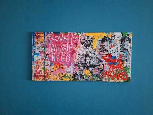 Bansky canvas muurschilderij 2 soorten verschillende maten., Huis en Inrichting, Woonaccessoires | Schilderijen, Tekeningen en Foto's