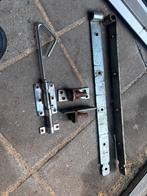 Poort/ deurscharnieren + schuifslot, Doe-het-zelf en Verbouw, Hang- en Sluitwerk, Ophalen, Gebruikt