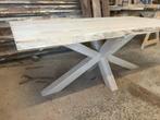eiken boomstam tafel met matrix eiken onderstel, Ophalen, 200 cm of meer, Zo goed als nieuw, Vijf personen of meer