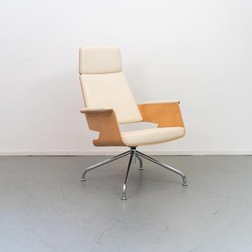 Thonet S 845 fauteuil Eiken hout Wit Leer beschikbaar voor biedingen