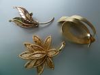 Lot v. vier retro broches, goudkleurig, American doublé izgs, Sieraden, Tassen en Uiterlijk, Broches, Overige materialen, 4 tot 7 cm