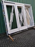 Hardhout kozijn met dubbele tuindeuren en zijlicht, Doe-het-zelf en Verbouw, Nieuw, Ophalen of Verzenden, Buitendeur, Hout