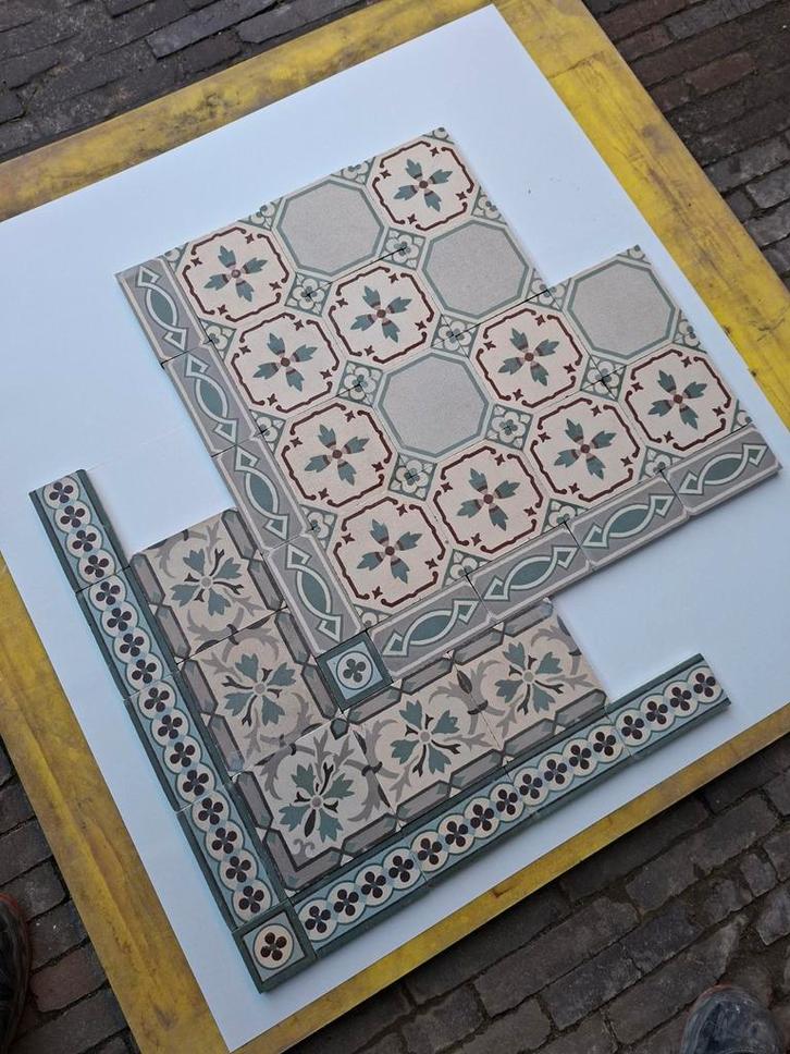 Te Koop: partij oude keramische vloertegels 18 m2., Doe-het-zelf en Verbouw, Tegels, Gebruikt, Vloertegels, Keramiek, Minder dan 20 cm