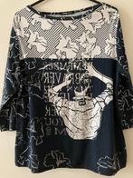 T-shirt FrankWalder, donkerbl-wit met zilveren applicatie 44, FrankWalder, Maat 42/44 (L), Zo goed als nieuw, Korte mouw