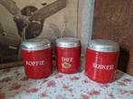 Rood emaille koffie thee suiker bussen, Antiek en Kunst, Ophalen of Verzenden