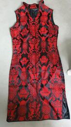 Rood met Zwarte Chinese Silk Jurk Maat S 36, Kleding | Dames, Jurken, Ophalen of Verzenden, Zo goed als nieuw, Maat 36 (S), Boven de knie