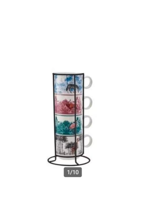 Karaca Jungle koffie set 5 delig Nieuw in doos ideaal kado, Huis en Inrichting, Keuken | Servies, Nieuw, Kop(pen) en/of Schotel(s)
