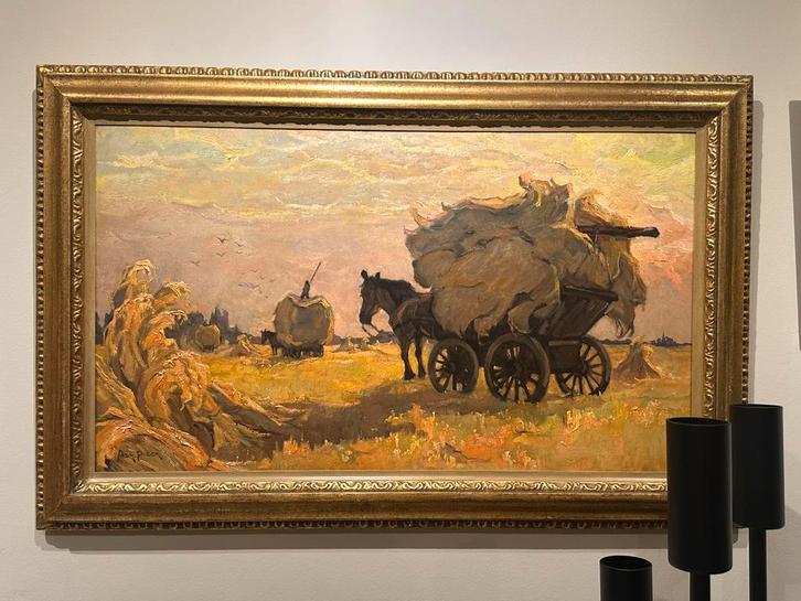 Adri Pieck - Avond van een oogstdag te Maartensdijk, Antiek en Kunst, Kunst | Schilderijen | Klassiek, Ophalen