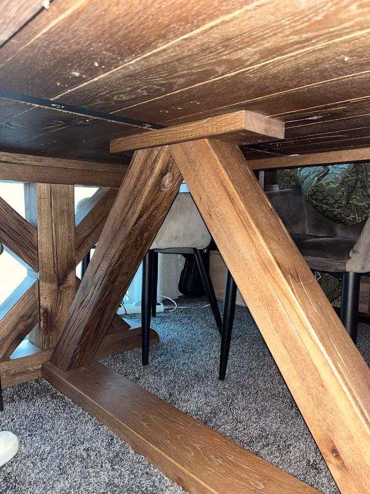 Houten Eettafel - Landelijke Stijl, Huis en Inrichting, Tafels | Eettafels, Gebruikt, 100 tot 150 cm, 150 tot 200 cm, Vijf personen of meer