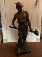 Bronzen staalbewerker beeld - 60cm, Antiek en Kunst, Ophalen of Verzenden