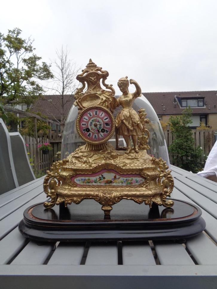 Antieke Franse pendule in stolp, Antiek en Kunst, Antiek | Klokken, Ophalen