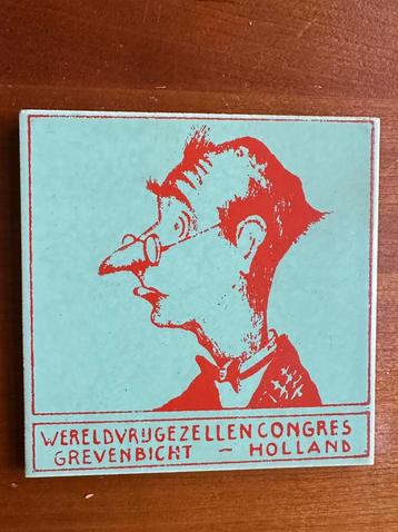 Vintage wandtegeltje Wereldvrijgezellencongres Grevenbicht beschikbaar voor biedingen