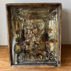 Antiek Russisch Icoon in Glazen Vitrine, Orthodox, 19e Eeuw, Ophalen of Verzenden