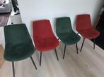 Eettafel stoelen groen en terra/rood, Ophalen, Gebruikt, Overige kleuren, Modern