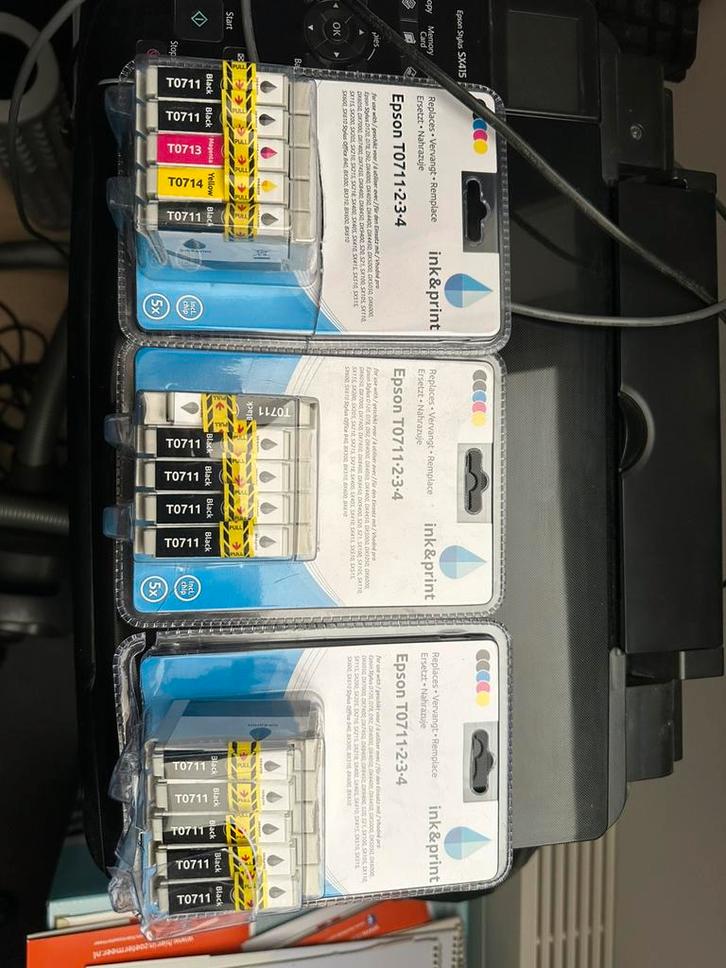 15 cartridges voor o.a Epson sx415 Type T0711 0714 0713, Computers en Software, Printerbenodigdheden, Nieuw, Ophalen of Verzenden
