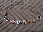 zilverkl ketting met kralen met diversen kleuren kristal, Met kristal, Overige materialen, Overige kleuren, Nieuw