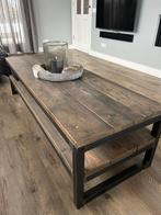 Gave salontafel staal met steigerhout, Ophalen, 50 tot 100 cm, Zo goed als nieuw, Minder dan 50 cm