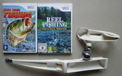 Sega Bass Fishing + Reel Fishing Angler's Dream + hengel, Spelcomputers en Games, Games | Nintendo Wii, Gebruikt, Ophalen of Verzenden