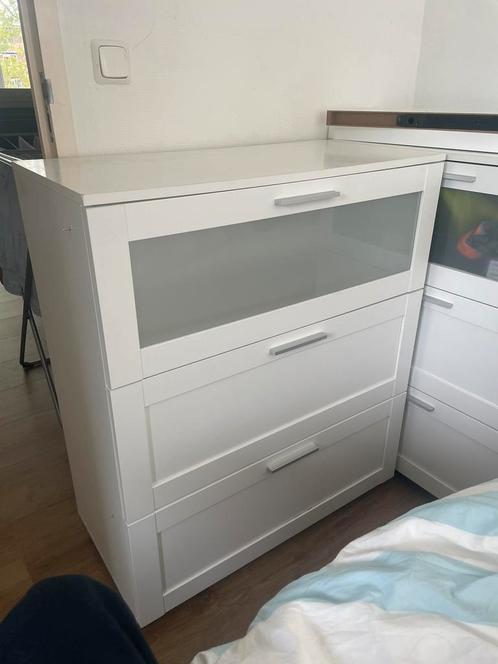 Twee IKEA BRIMNES commodes met 3 lades, Huis en Inrichting, Kasten | Roldeurkasten en Archiefkasten, Gebruikt, Minder dan 100 cm