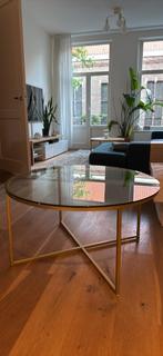 Salontafel Westwing goud gold, Ophalen, Zo goed als nieuw, Rond, Glas