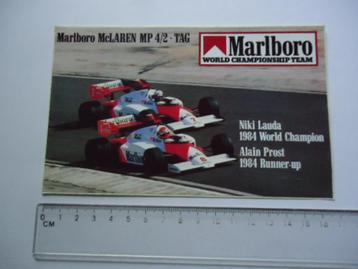 sticker oud MARLBORO Formule 1 NIKI LAUDA Worldchampion 84 beschikbaar voor biedingen