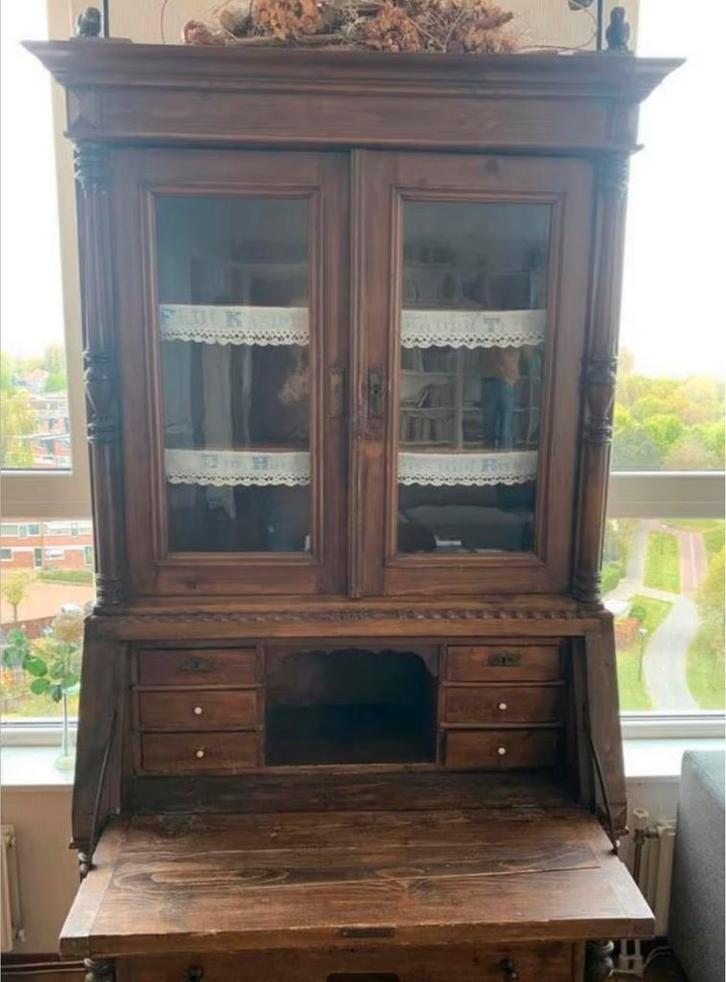 Kast antieke grenen secretaire schrijfbureau Buffetkast., Antiek en Kunst, Antiek | Meubels | Kasten, Ophalen of Verzenden