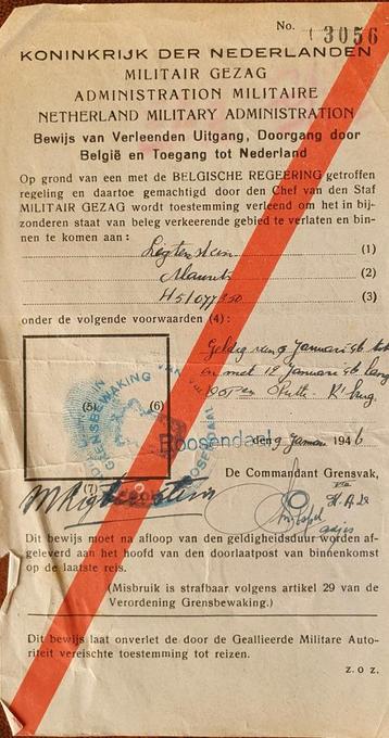 Grenspas Militair Gezag Roosendaal 1 beschikbaar voor biedingen