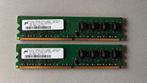 DDR2 werkgeheugen 2x 1GB, Computers en Software, RAM geheugen, Gebruikt, Ophalen of Verzenden, DDR2, Desktop