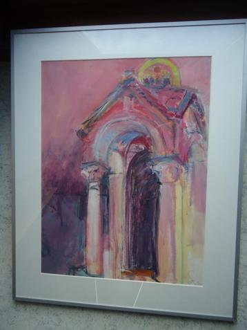 Byzantijnse poort Acryi op papier 65x50 cm. in lijst beschikbaar voor biedingen