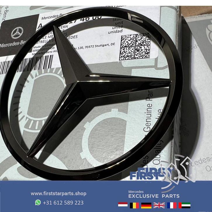 W206 STER Kofferbak LOGO achterklep EMBLEEM zwart W176 W117, Auto-onderdelen, Carrosserie en Plaatwerk, Mercedes-Benz, Gebruikt