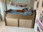 Steigerhouten bed met kledingkasten, Ophalen, Gebruikt, Halfhoogslaper