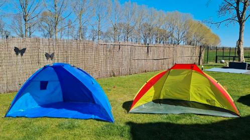 2 vrolijke beach shelters, Caravans en Kamperen, Windschermen, Gebruikt, Ophalen of Verzenden