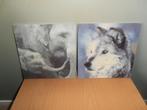 2x fotoschilderij met olifant en wolf in 1 koop, Minder dan 50 cm, Ophalen of Verzenden, Zo goed als nieuw, Foto of Poster