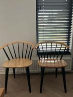2 gave Scandinavische stoelen - Hout/Zwart, Huis en Inrichting, Stoelen, Ophalen, Gebruikt, Twee, Zwart