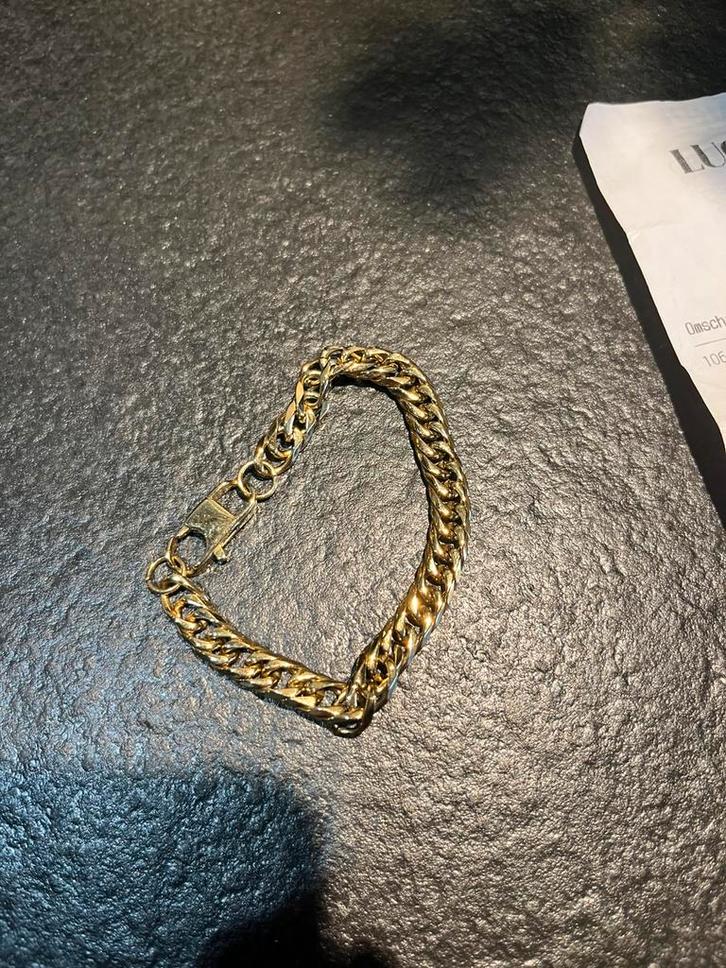Gouden armband 19mm Lucardi, Sieraden, Tassen en Uiterlijk, Armbanden, Nieuw, Staal, Goud, Ophalen of Verzenden