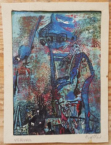 Abstract schilderijtje Verval H vd M 1963 beschikbaar voor biedingen